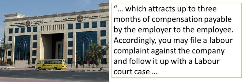 which attracts up to three months of compensation payable by the employer to the employee. Accordingly, you may file a labour complaint against the company and follow it up with a Labour court case