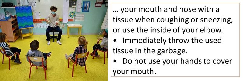 • Immediately throw the used tissue in the garbage. • Do not use your hands to cover your mouth.