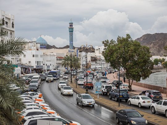 Stock Oman Muscat skyline people