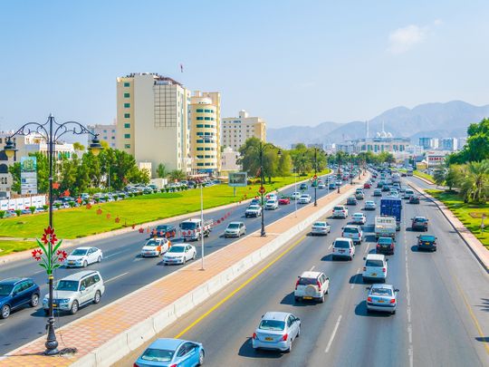 Stock Oman Muscat skyline people