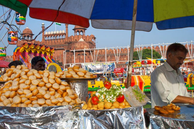 Pani puri stall in Delhi, India