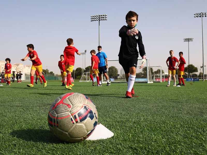 Players train at ISD La Liga acadeny in Dubai Sports City