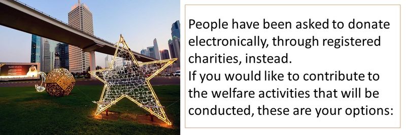 People have been asked to donate electronically, through registered charities, instead. If you would like to contribute to the welfare activities that will be conducted, these are your options: