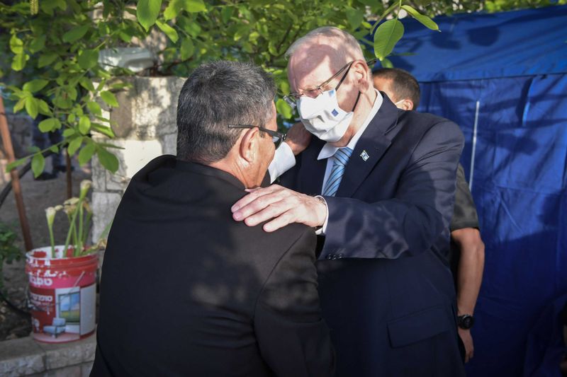 Israeli President Reuven Rivlin and Abu Ghosh Mayor Salim Jaber