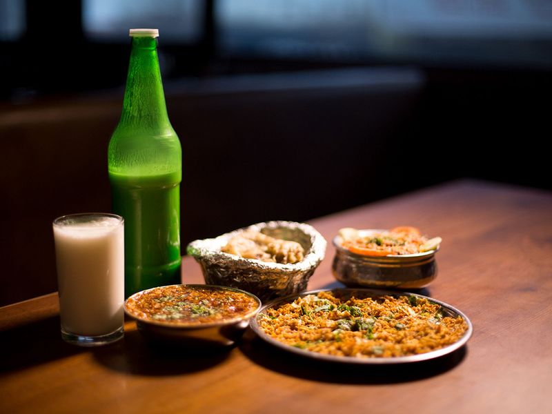 Kuchchi Beer, a popular chaas or yoghurt based summer drink at B Bhagat Tarachand, Mumbai, India