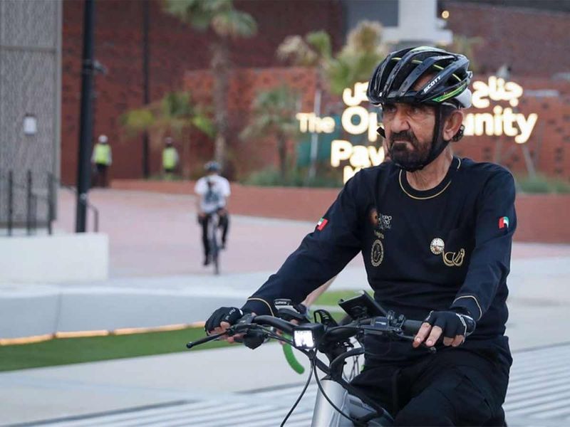 Sheikh Mohammed bin Rashid takes bike tour of Expo 2020 site