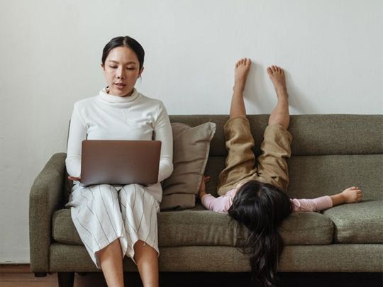 Working mum with child