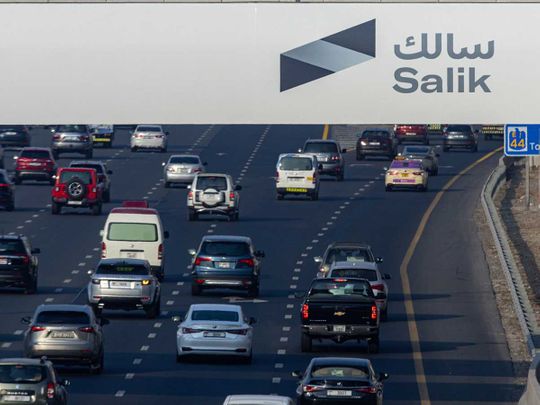 STOCK Salik tollgate Dubai