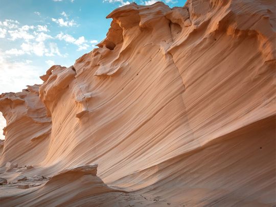 Wavy structures of sedimentary rocks at Abu Dhabi,