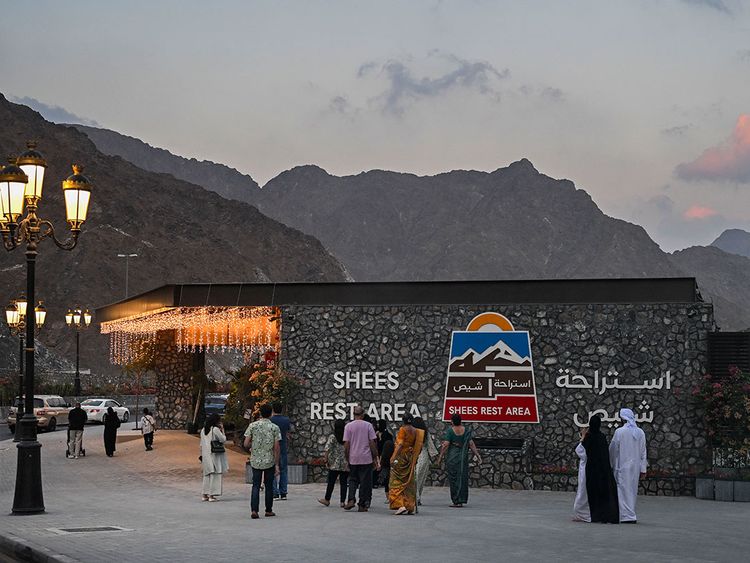 People at Shees rest area on Khorfakkan road in Sharjah.