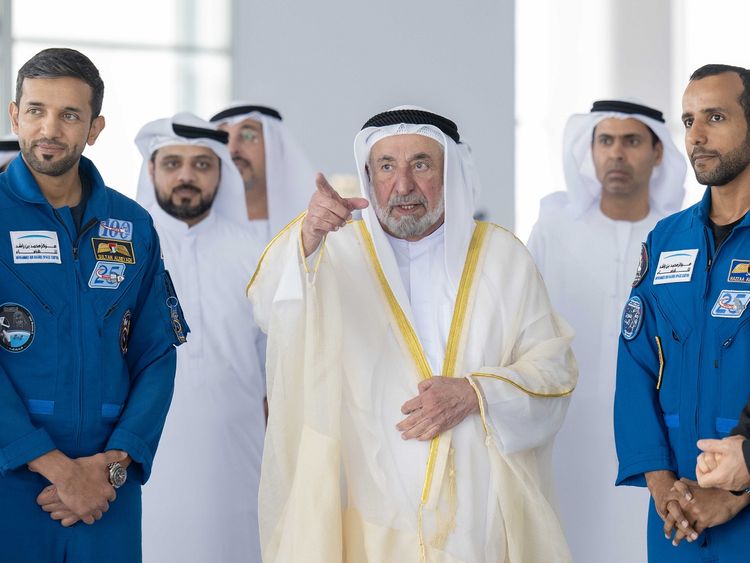 Dr Sheikh Sultan meets UAE astronauts