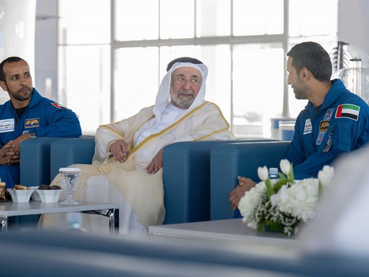 Dr Sheikh Sultan meets UAE astronauts