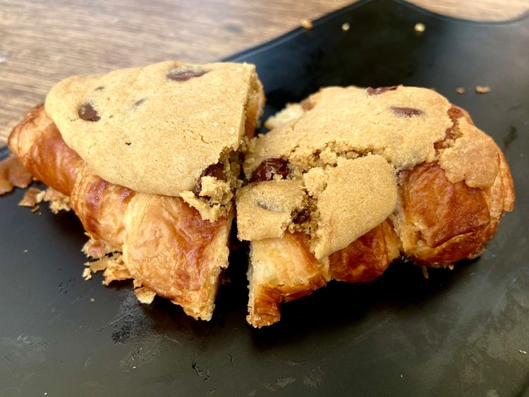 Place the cookie croissant in the oven for about 10 to 12 minutes or until the cookie dough turns golden brown.